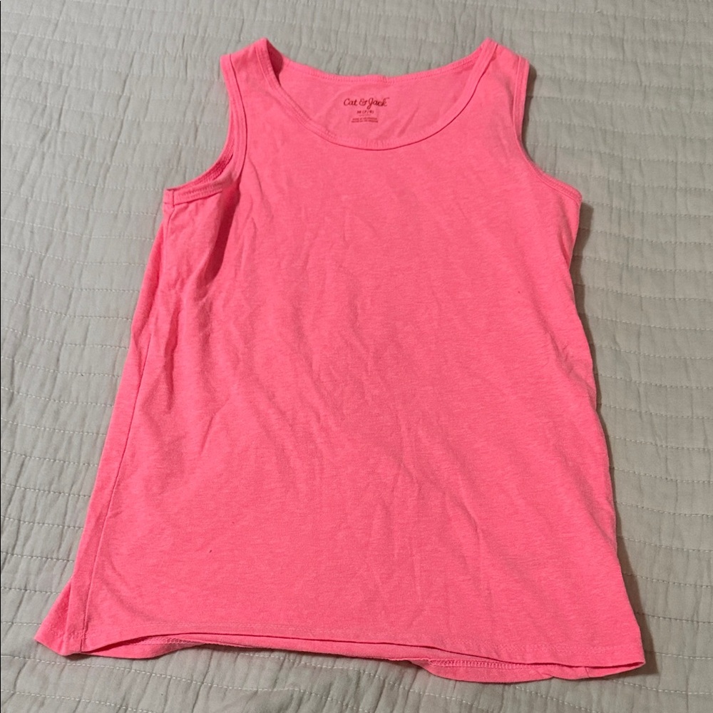 Cat & Jack Vibrant Neon Pink Tank Size Medium 7/8